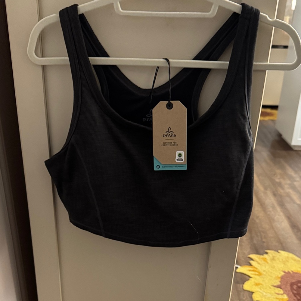 Prana Black Racerback Crop Sports Bra